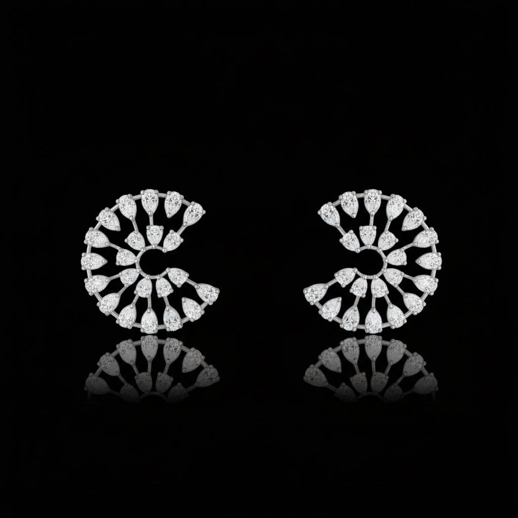 luxe orbit earings -  Radiance sculpted in silver light