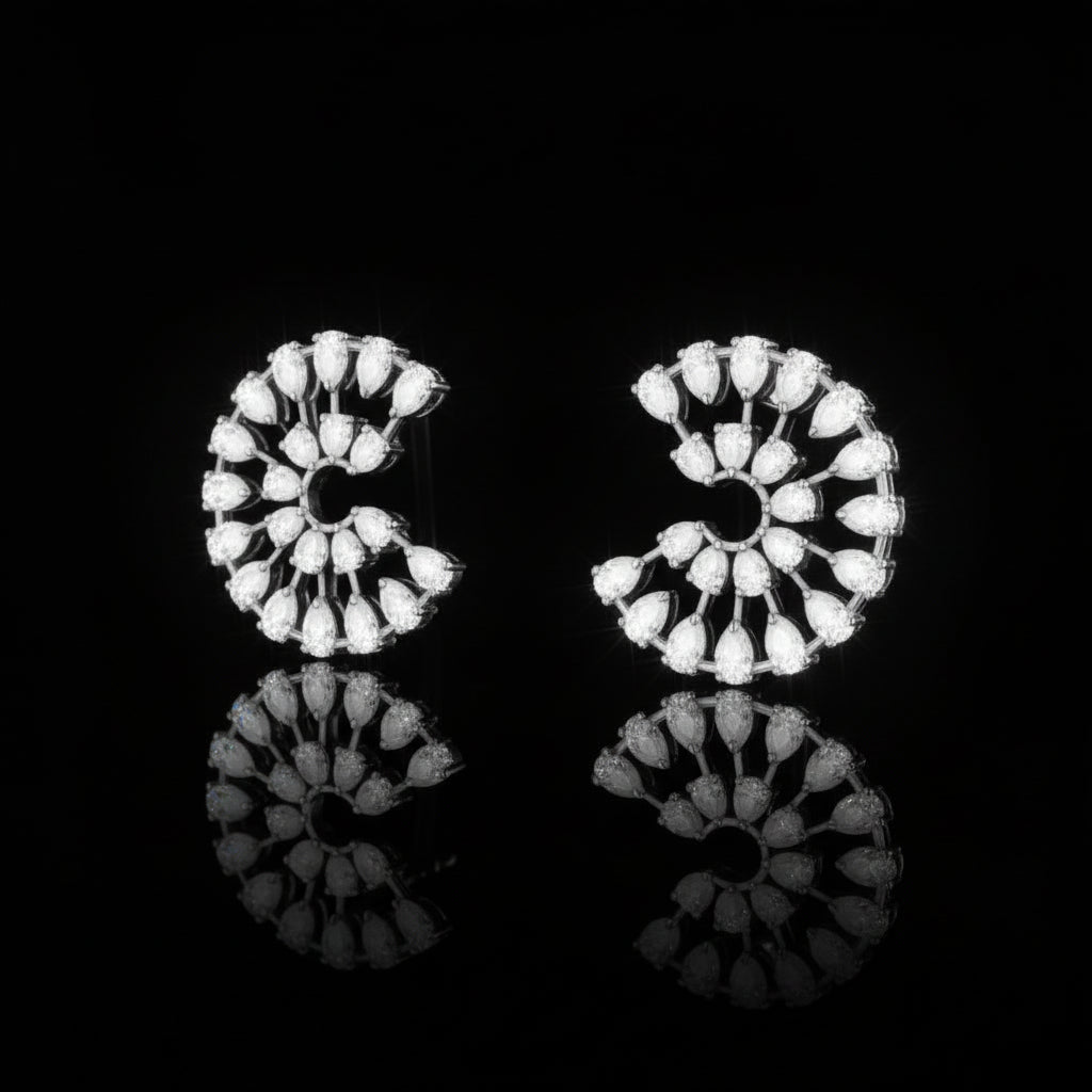 luxe orbit earings -  Radiance sculpted in silver light