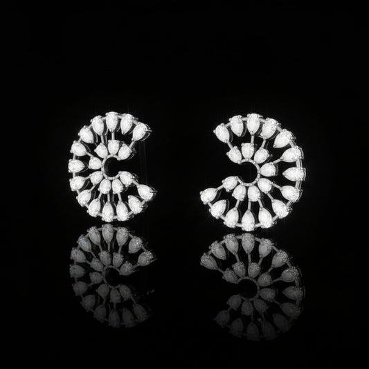 luxe orbit earings -  Radiance sculpted in silver light