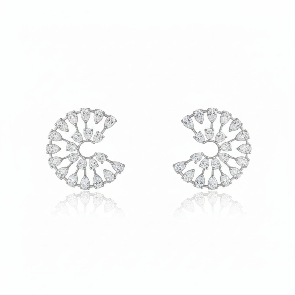 luxe orbit earings -  Radiance sculpted in silver light